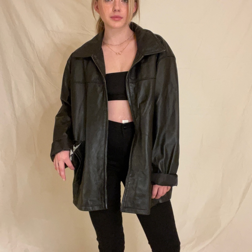 Vintage leather oversized jacket